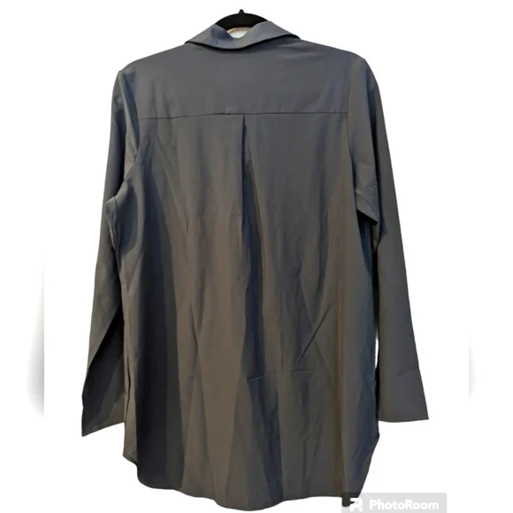 Te Verde Travel Commute Button Down Shirt Blouse Small Gray - Picture 2 of 10